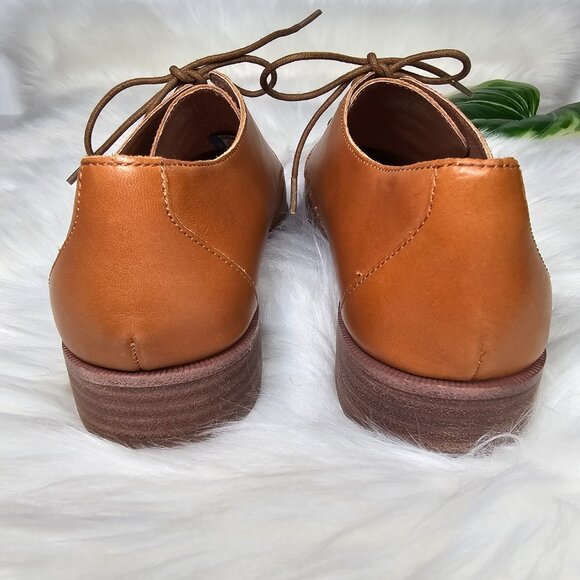 Madewell The Frances Oxford Shoe Tan Leather Loafers Lace Up Minimal Womens Sz 8 - Picture 5 of 11